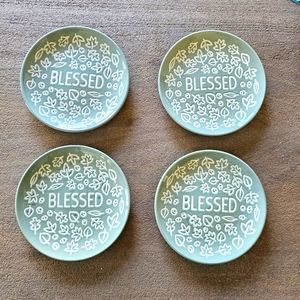 Sage green ceramic plates set of four - BLESSED - NEW